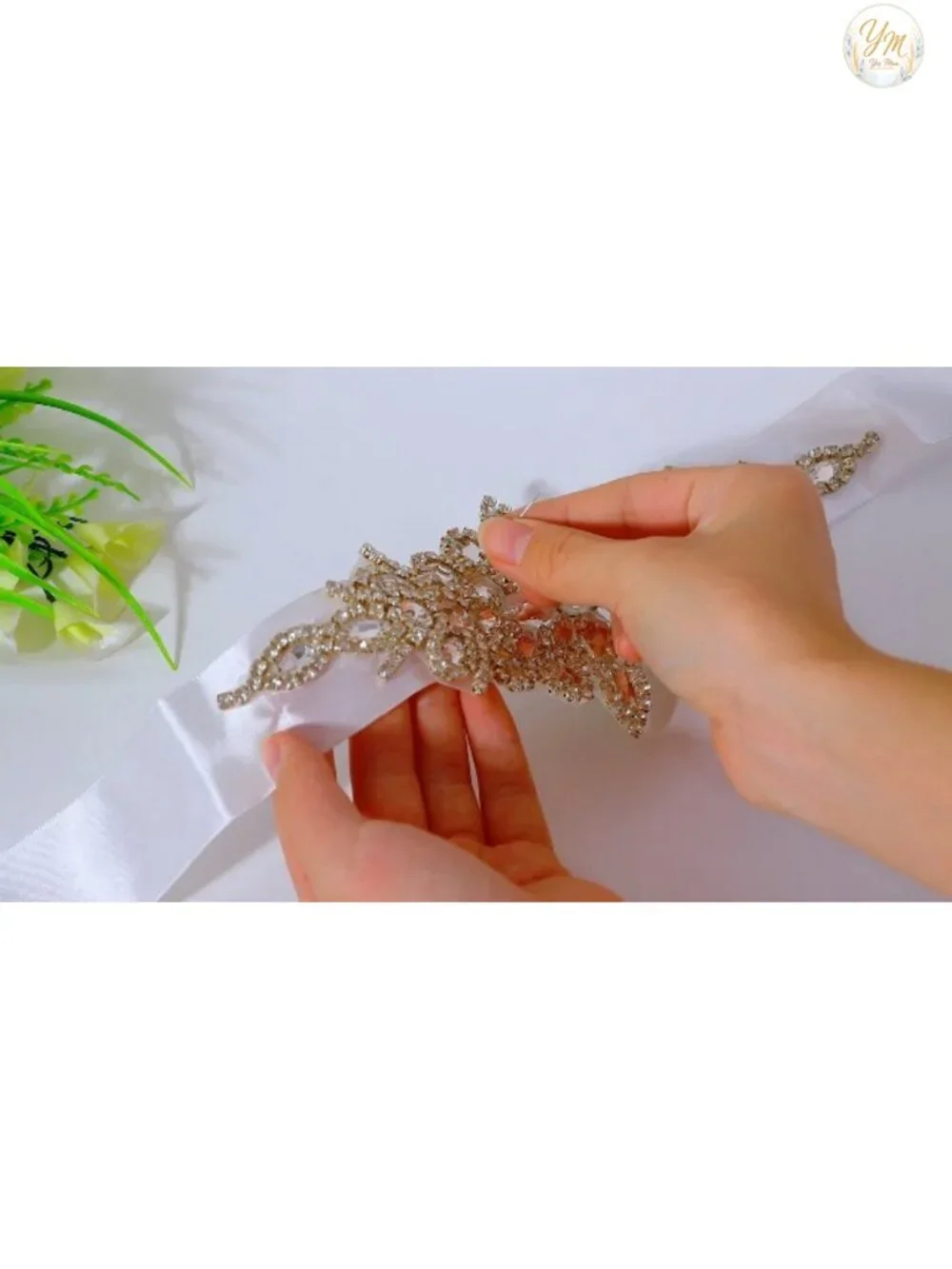 Wedding Sash Belt Bridal Rhinestone Applique Crystal Pearl Handmade 5 Pack